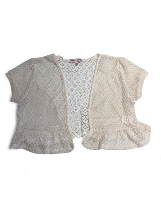 Vintage Sweaters - Vintage Y2K Crochet Bolero Cardigan Shrug Juniors Large Ruffle Festival Summer